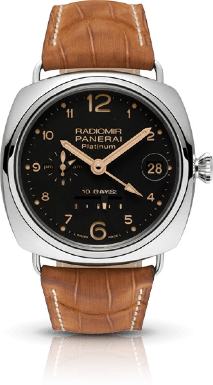 Panerai,Radiomir 46mm,46mm,Platinum,Black,Automatic,Day,Power Reserve Indicator,Dule Time,Day / Night Indication,240hours,In-house Caliber,PAM00495
