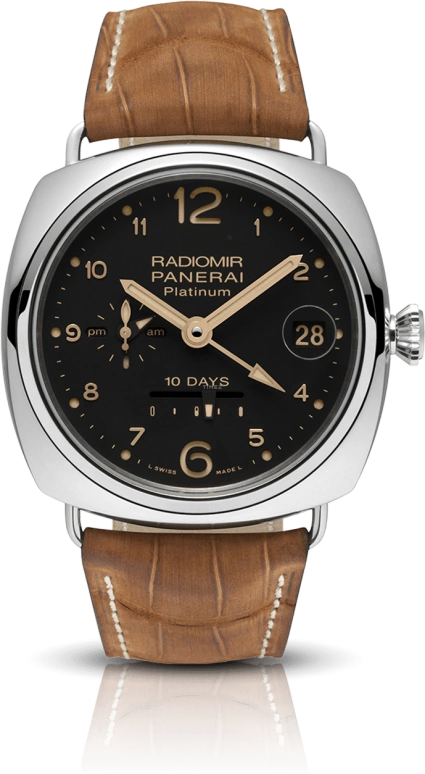 Panerai,Radiomir 46mm,46mm,Platinum,Black,Automatic,Day,Power Reserve Indicator,Dule Time,Day / Night Indication,240hours,In-house Caliber,PAM00495
