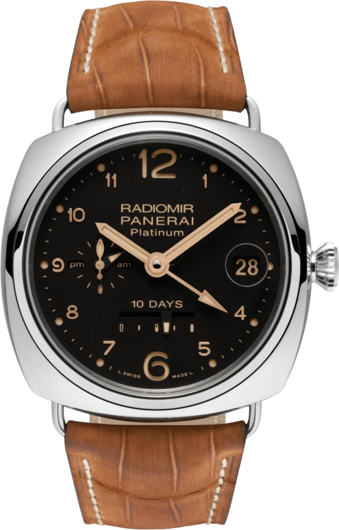 Panerai,Radiomir 46mm,46mm,Platinum,Black,Automatic,Day,Power Reserve Indicator,Dule Time,Day / Night Indication,240hours,In-house Caliber,PAM00495