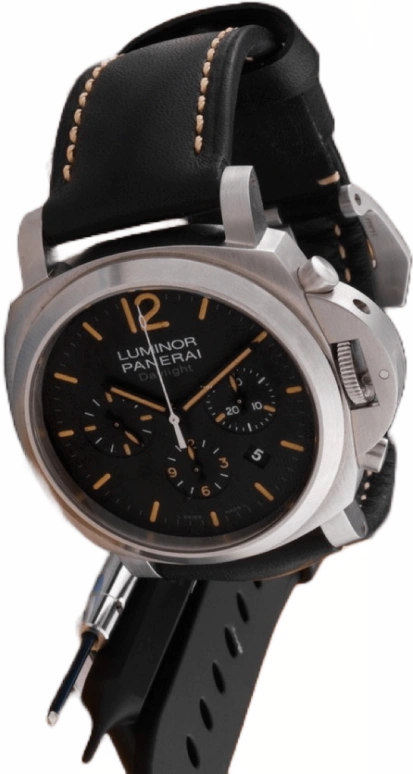 Panerai,Luminor 44mm,44mm,Stainless Steel,Black,Automatic,Chronograph,Date,PAM00356