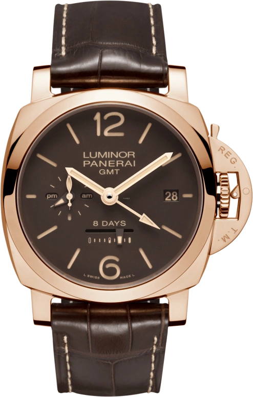 Panerai,Luminor 1950 44mm,44mm,Red Gold,Brown,Handwound,Date,Power Reserve Indicator,PAM00576