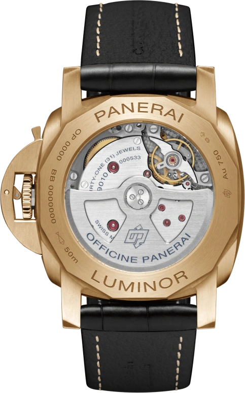 Panerai,Luminor 1950 44mm,44mm,Yellow Gold,Grey,Automatic,Date,72hours,PAM01115