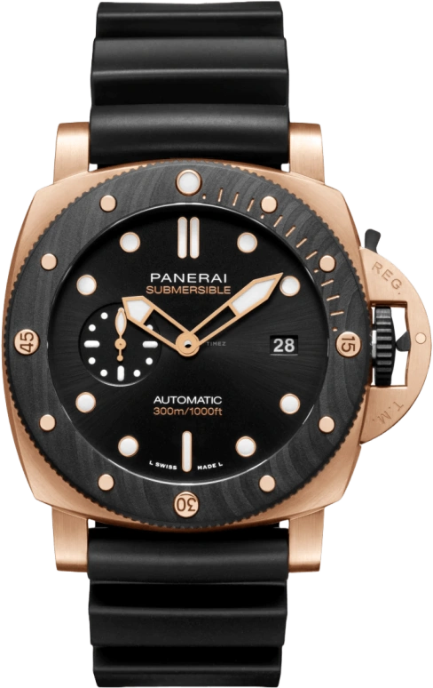 Panerai,Submersible 44mm,44mm,Forged Carbon,Goldtech,Black,Automatic,Date,72hours,PAM01070