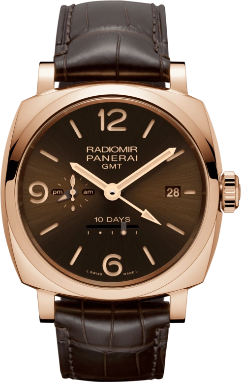 Panerai,Radiomir 1940 47mm,47mm,Goldtech,Brown,Automatic,Day,Power Reserve Indicator,Dule Time,Day / Night Indication,240hours,In-house Caliber,PAM00624
