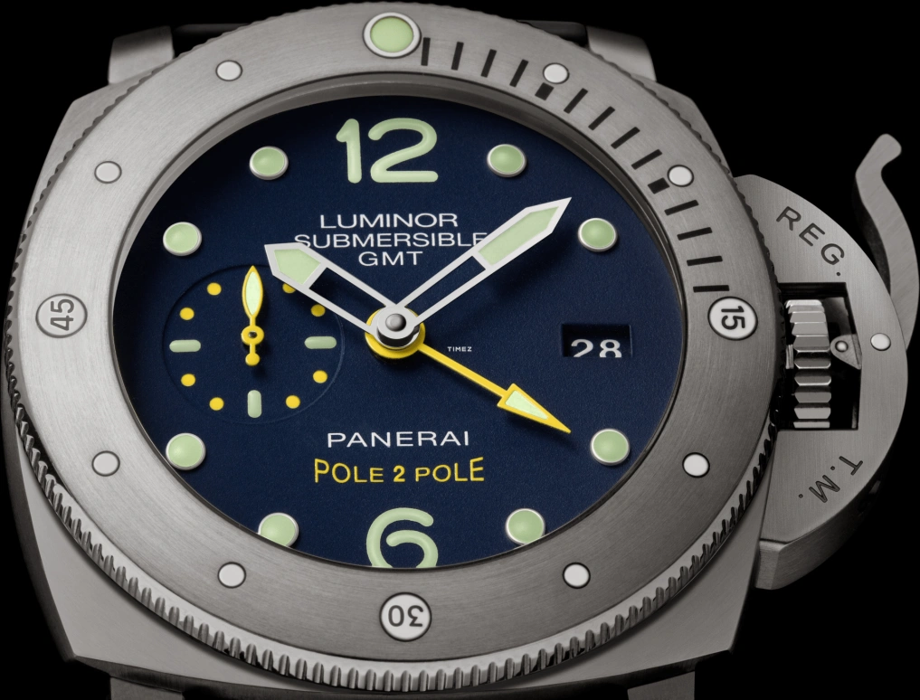 Panerai,Submersible 47mm,47mm,Titanium,Blue,Automatic,Day,Dule Time,PAM00719
