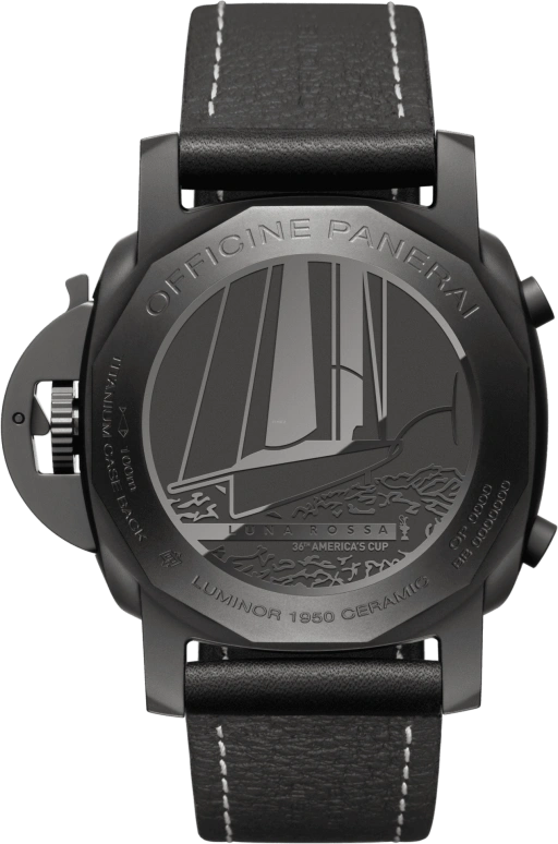 Panerai,Luminor 1950 44mm,44mm,Titanium,Grey,Automatic,Chronograph,Date,Flyback,Column Wheel,72hours,In-house Caliber,PAM01037