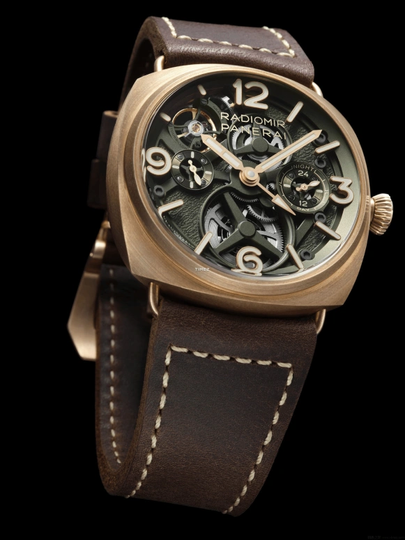 Panerai,Radiomir 45mm,45mm,Bronze,Skeleton,Handwound,Power Reserve Indicator,Dule Time,World Time,Tourbillon,Sapphire,Crystal Glass,Square,PAM01284