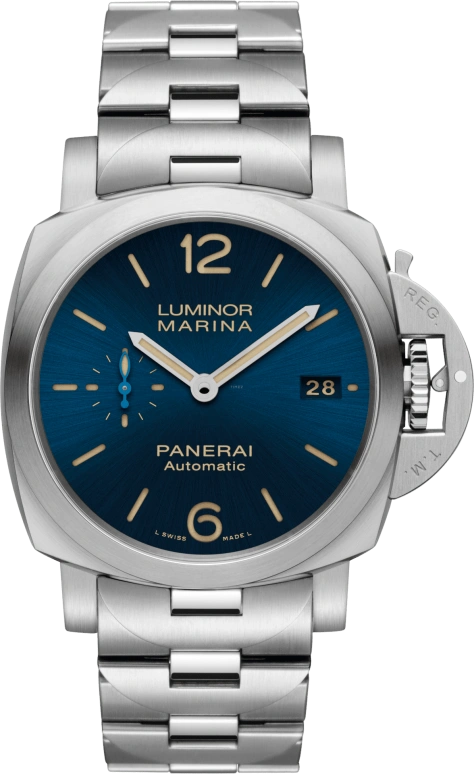 Panerai,Luminor 1950 42mm,42mm,Stainless Steel,Blue,Automatic,Date,72hours,PAM01028