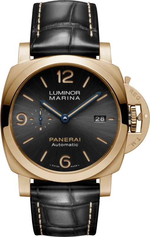 Panerai,Luminor 1950 44mm,44mm,Yellow Gold,Grey,Automatic,Date,72hours,PAM01115