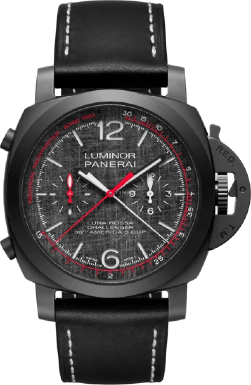 Panerai,Luminor 1950 44mm,44mm,Titanium,Grey,Automatic,Chronograph,Date,Flyback,Column Wheel,72hours,In-house Caliber,PAM01037