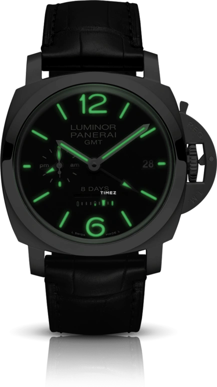 Panerai,Luminor 44mm,44mm,Stainless Steel,Black,Handwound,Day,Power Reserve Indicator,Dule Time,Day / Night Indication,192hours,In-house Caliber,PAM00233