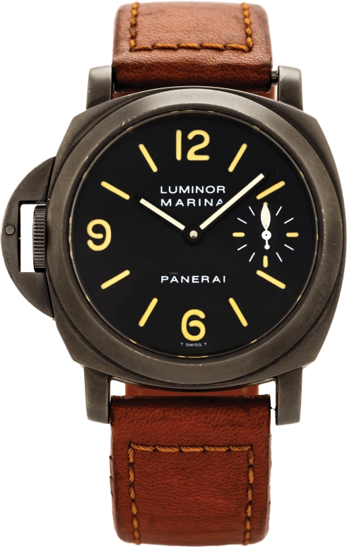 Panerai,Luminor 44mm,44mm,Stainless Steel,Black,Handwound,Chronograph,Day,PAM00026