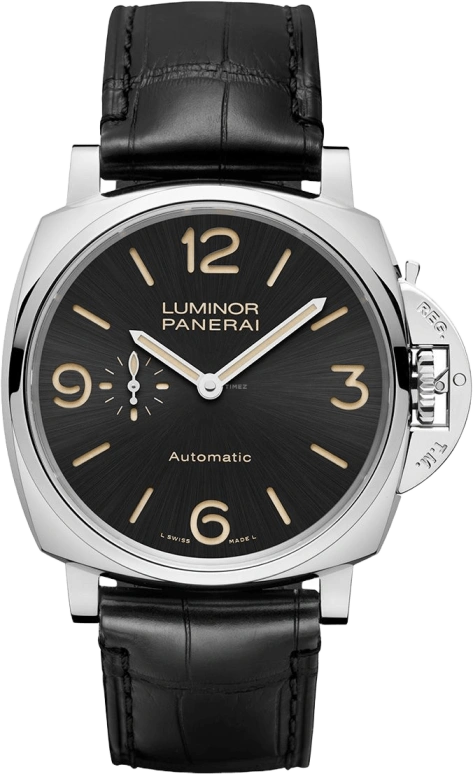 Panerai,Luminor Due 45mm,45mm,Stainless Steel,Black,Automatic,Day,Power Reserve Indicator,PAM00674