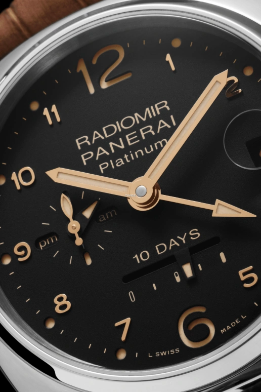 Panerai,Radiomir 46mm,46mm,Platinum,Black,Automatic,Day,Power Reserve Indicator,Dule Time,Day / Night Indication,240hours,In-house Caliber,PAM00495