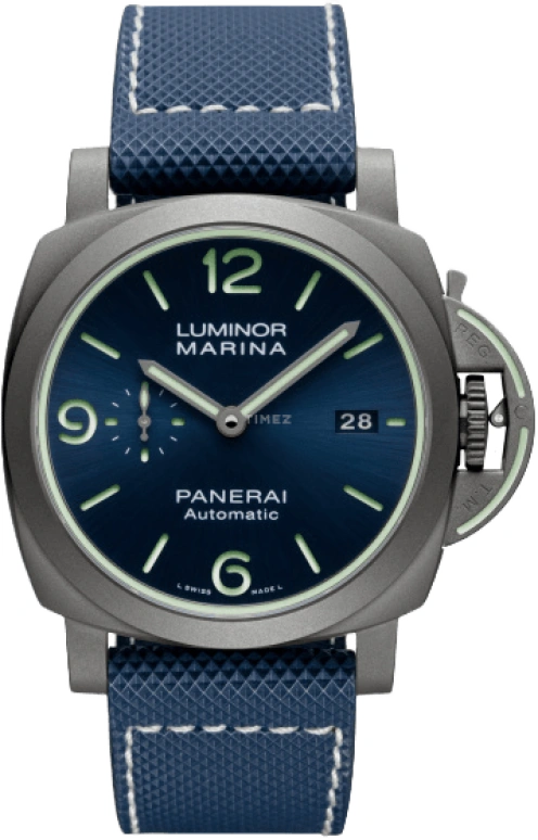 Panerai,Luminor 1950 44mm,44mm,Titanium,Blue,Automatic,Date,72hours,PAM01117