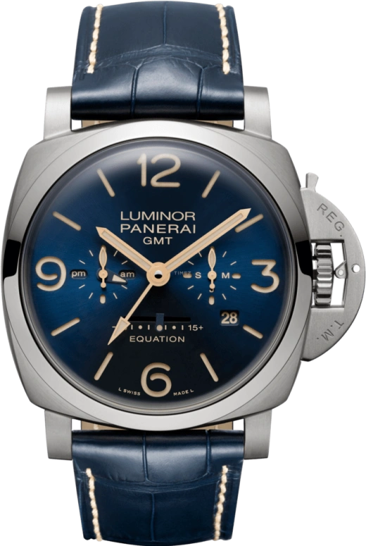 Panerai,Luminor 1950 47mm,47mm,Titanium,Blue,Handwound,Month,Day,Power Reserve Indicator,Dule Time,192hours,In-house Caliber,PAM00670
