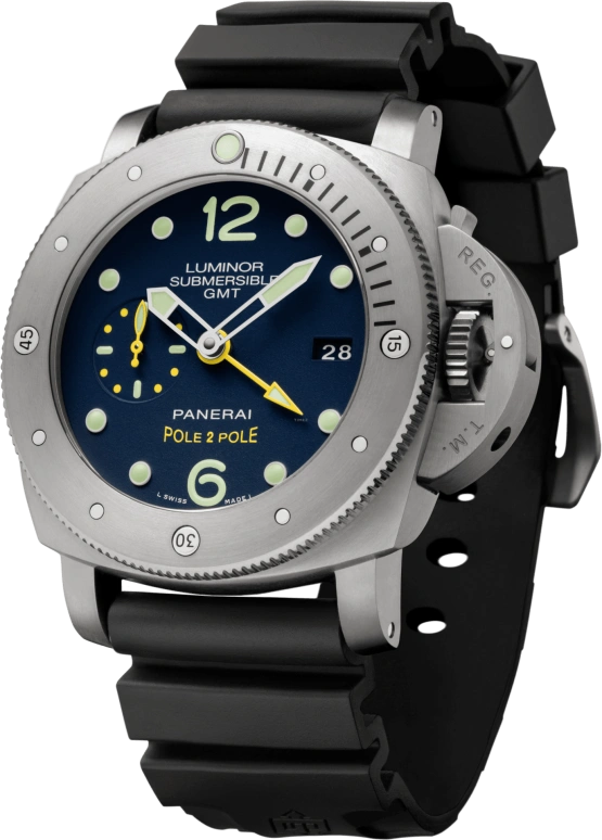 Panerai,Submersible 47mm,47mm,Titanium,Blue,Automatic,Day,Dule Time,PAM00719