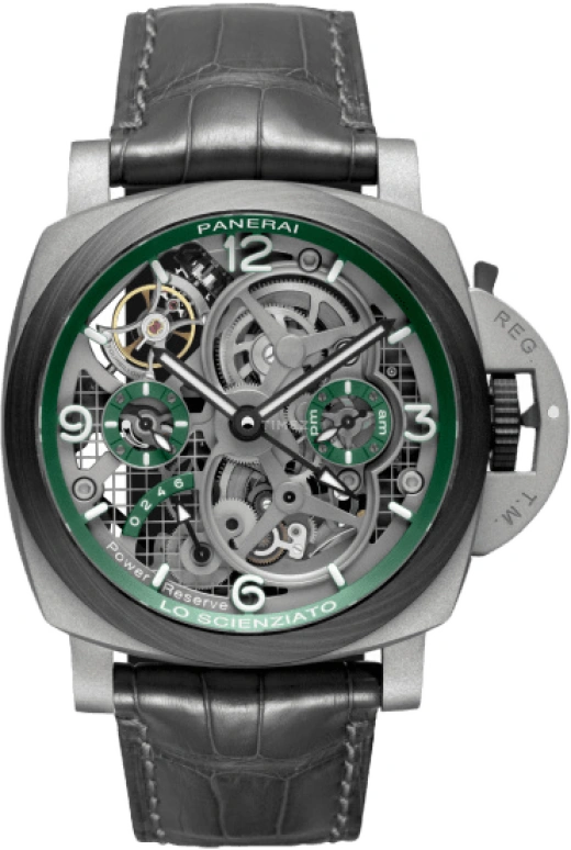 Panerai,Luminor 1950 47mm,47mm,Titanium,Carbotech,Skeleton,Handwound,Power Reserve Indicator,Dule Time,Tourbillon,Day / Night Indication,144hours,In-house Caliber,PAM00768