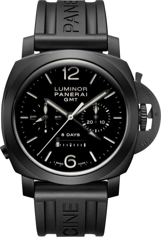 Panerai,Luminor 1950 44mm,44mm,Titanium,Ceramic,Black,Handwound,Chronograph,Monopoussoir,Power Reserve Indicator,Column Wheel,192hours,In-house Caliber,PAM00317