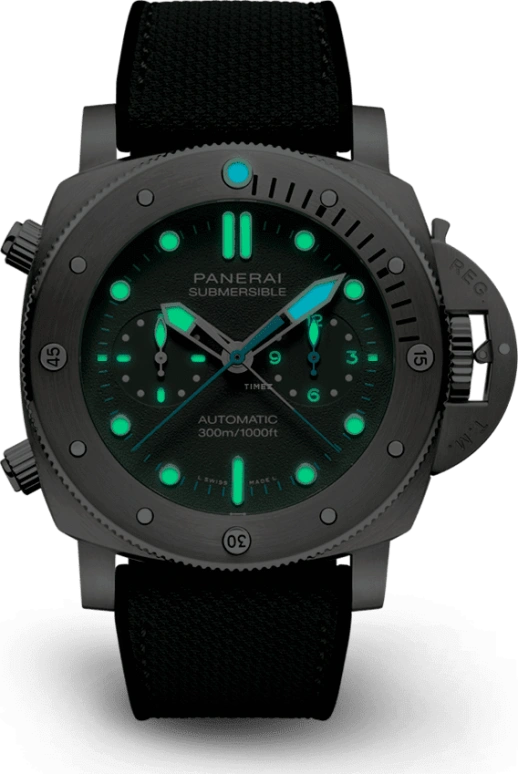 Panerai,Submersible 47mm,47mm,Titanium,Grey,Automatic,Chronograph,Rattrapante,PAM01207