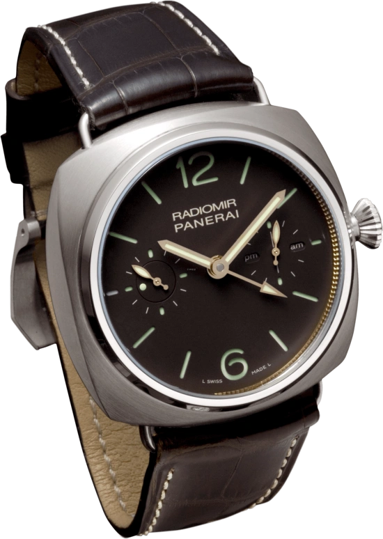 Panerai,Radiomir 48mm,48mm,Titanium,Brown,Handwound,Power Reserve Indicator,Dule Time,Tourbillon,Day / Night Indication,144hours,In-house Caliber,PAM00315