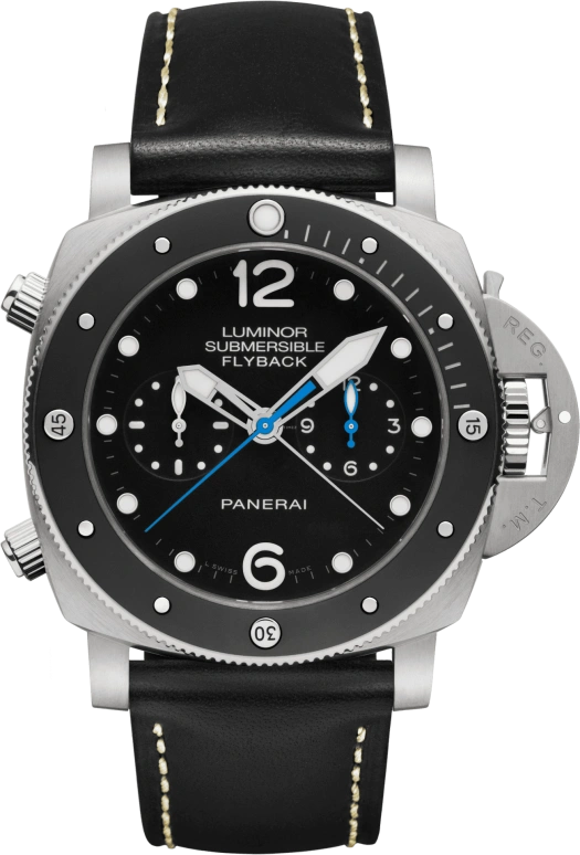 Panerai,Submersible 47mm,47mm,Titanium,Ceramic,Black,Automatic,Chronograph,Date,Flyback,Column Wheel,72hours,In-house Caliber,PAM00615