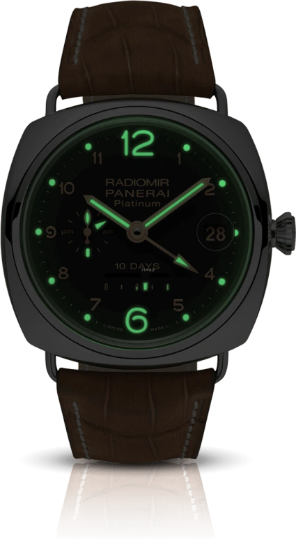 Panerai,Radiomir 46mm,46mm,Platinum,Black,Automatic,Day,Power Reserve Indicator,Dule Time,Day / Night Indication,240hours,In-house Caliber,PAM00495