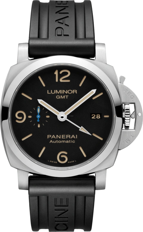 Panerai,Luminor 1950 44mm,44mm,Stainless Steel,Black,Automatic,Day,Power Reserve Indicator,Dule Time,PAM01320