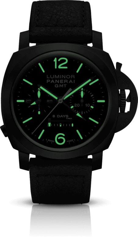 Panerai,Luminor 1950 44mm,44mm,Titanium,Ceramic,Black,Handwound,Chronograph,Monopoussoir,Power Reserve Indicator,Column Wheel,192hours,In-house Caliber,PAM00317
