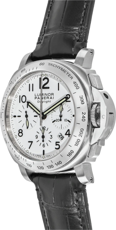 Panerai,Luminor 44mm,44mm,Stainless Steel,White,Automatic,Chronograph,Day,PAM00188