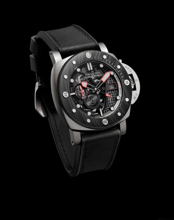Panerai,Submersible 47mm,47mm,Titanium,Skeleton,Black,Automatic,Day,Dule Time,PAM01403