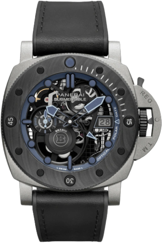 Panerai,Submersible 47mm,47mm,Titanium,Carbotech,Skeleton,Automatic,Day,Power Reserve Indicator,Dule Time,Day / Night Indication,72hours,In-house Caliber,PAM01241