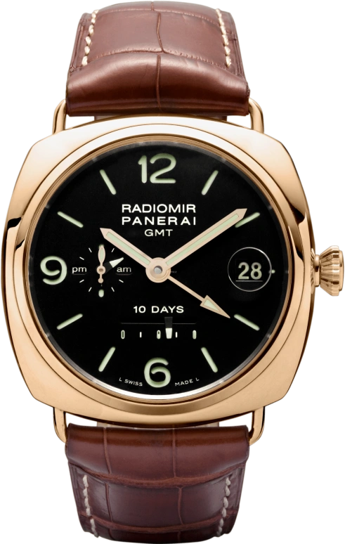 Panerai,Radiomir 46mm,46mm,Rose Gold,Black,Automatic,Day,Power Reserve Indicator,Dule Time,Day / Night Indication,240hours,In-house Caliber,PAM00273