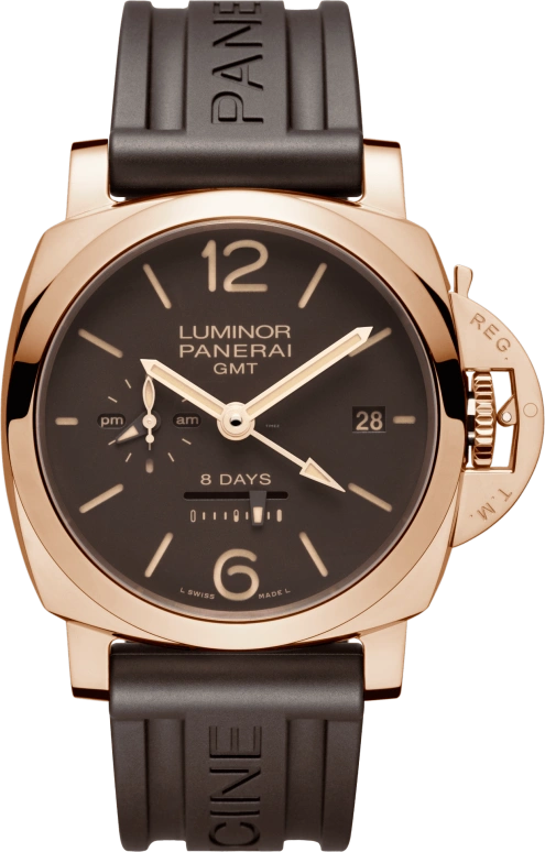 Panerai,Luminor 1950 44mm,44mm,Red Gold,Brown,Handwound,Date,Power Reserve Indicator,PAM00576