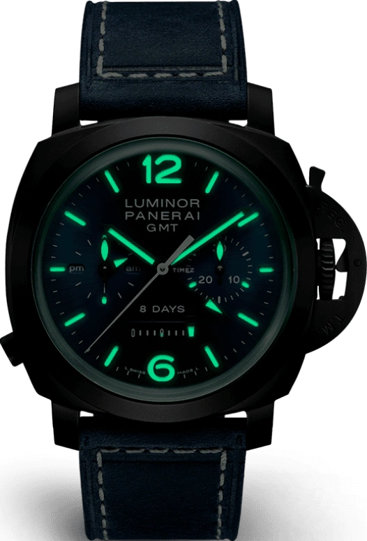 Panerai,Luminor 1950 44mm,44mm,Titanium,Ceramic,Blue,Handwound,Chronograph,Monopoussoir,Power Reserve Indicator,Column Wheel,192hours,In-house Caliber,PAM01135