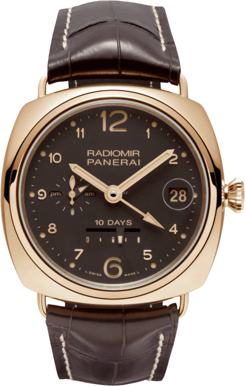 Panerai,Radiomir 46mm,46mm,Red Gold,Brown,Automatic,Day,Power Reserve Indicator,Dule Time,Day / Night Indication,240hours,In-house Caliber,PAM00497
