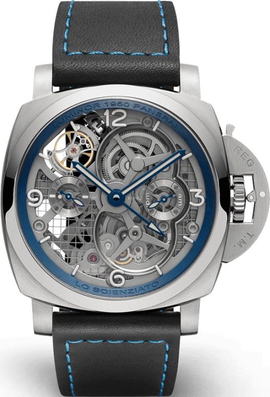 Panerai,Luminor 1950 48mm,48mm,Titanium,Skeleton,Handwound,Power Reserve Indicator,Dule Time,Tourbillon,Day / Night Indication,144hours,In-house Caliber,PAM00767