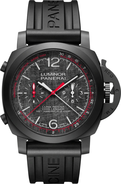 Panerai,Luminor 1950 44mm,44mm,Titanium,Grey,Automatic,Chronograph,Date,Flyback,Column Wheel,72hours,In-house Caliber,PAM01037