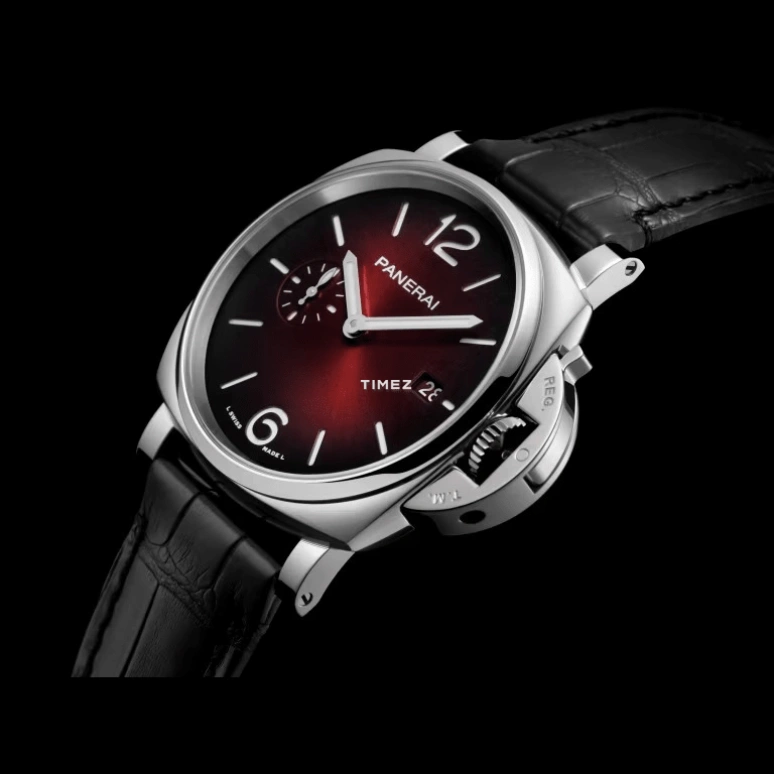 Panerai,Luminor Due 42mm,42mm,Stainless Steel,Red,Automatic,Day,72hours,PAM01424