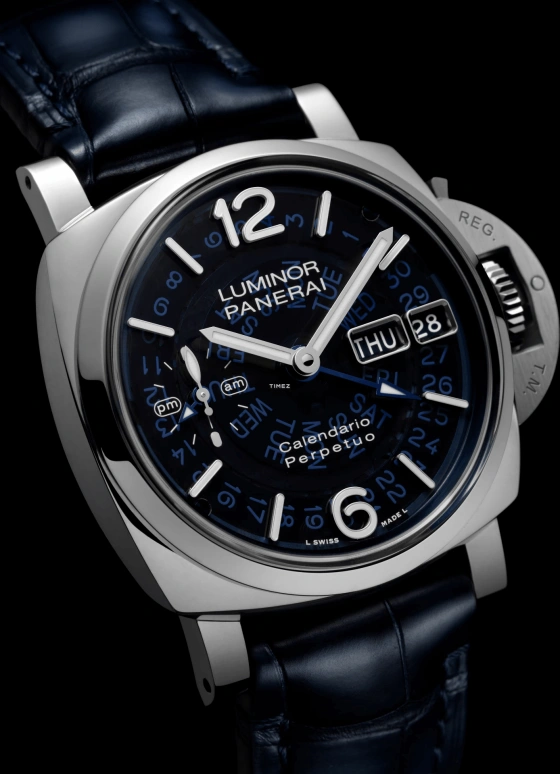 Panerai,Luminor 44mm,44mm,Platinumtech™,Platinum,Transparent,Blue,Automatic,Perpetual Calendar,Leap Year,Date,Day,72hours,In-house Caliber,PAM01575