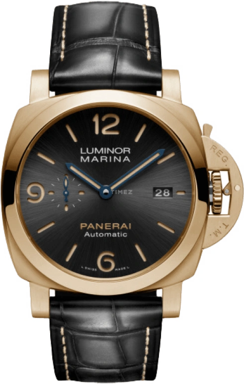 Panerai,Luminor 1950 44mm,44mm,Yellow Gold,Grey,Automatic,Date,72hours,PAM01115