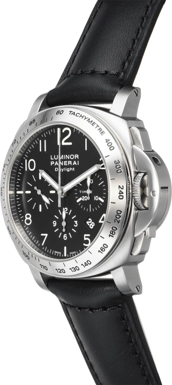 Panerai,Luminor 44mm,44mm,Stainless Steel,Black,Automatic,Chronograph,Day,PAM00196