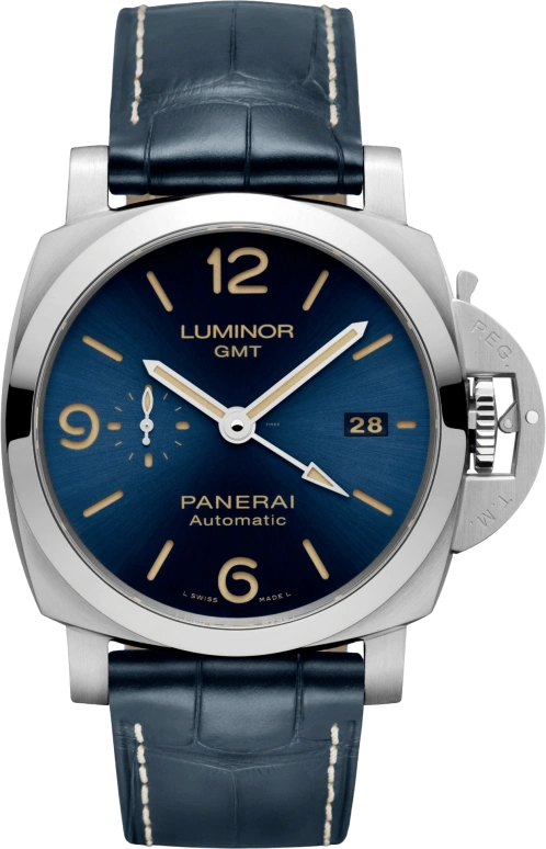 Panerai,Luminor 1950 44mm,44mm,Stainless Steel,Blue,Automatic,Day,Power Reserve Indicator,Dule Time,PAM01033