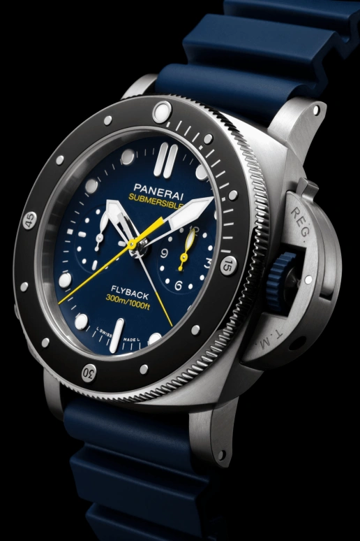 Panerai,Submersible 47mm,47mm,Titanium,Ceramic,Blue,Automatic,Chronograph,Date,Flyback,Column Wheel,72hours,In-house Caliber,PAM01291