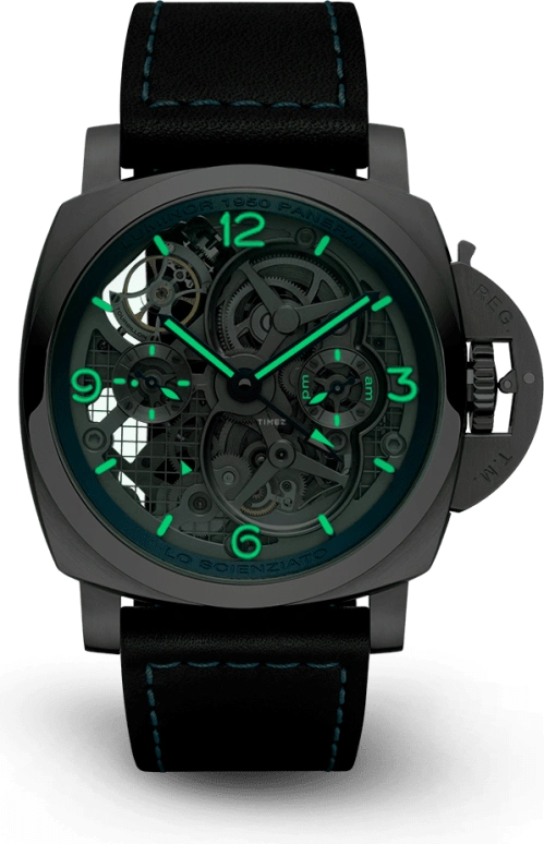Panerai,Luminor 1950 48mm,48mm,Titanium,Skeleton,Handwound,Power Reserve Indicator,Dule Time,Tourbillon,Day / Night Indication,144hours,In-house Caliber,PAM00767