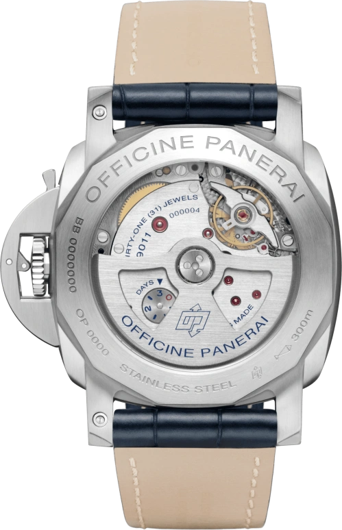 Panerai,Luminor 1950 44mm,44mm,Stainless Steel,Blue,Automatic,Day,Power Reserve Indicator,Dule Time,PAM01033