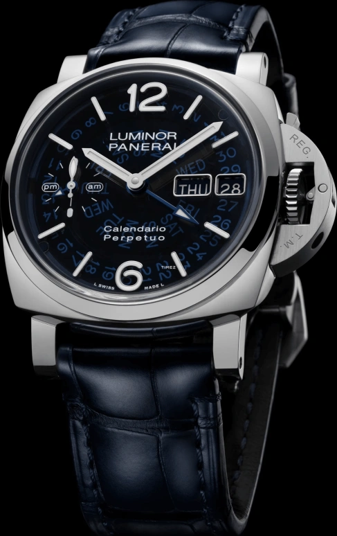Panerai,Luminor 44mm,44mm,Platinumtech™,Platinum,Transparent,Blue,Automatic,Perpetual Calendar,Leap Year,Date,Day,72hours,In-house Caliber,PAM01575