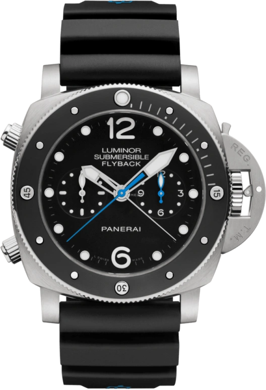 Panerai,Submersible 47mm,47mm,Titanium,Ceramic,Black,Automatic,Chronograph,Date,Flyback,Column Wheel,72hours,In-house Caliber,PAM00615
