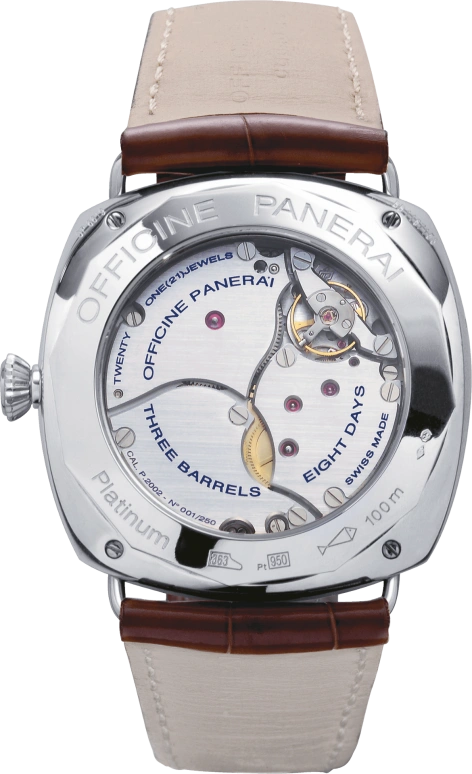 Panerai,Radiomir 45mm,45mm,Platinum,Brown,Handwound,Day,Power Reserve Indicator,Dule Time,Day / Night Indication,192hours,In-house Caliber,PAM00201