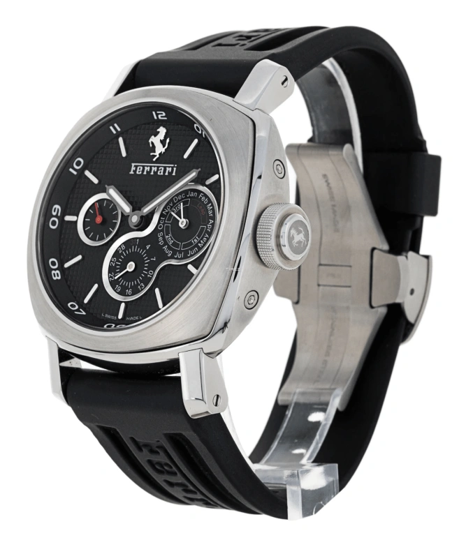 Panerai,Ferrari 45mm,45mm,Stainless Steel,Black,Automatic,Perpetual Calendar,Leap Year,Month,Day,48hours,In-house Caliber,FER00015
